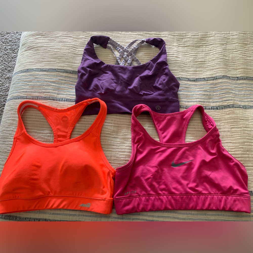 3 colorful sports bras